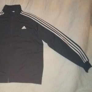 Adidas Striped Track Jacket Full Zip Mock Neck
